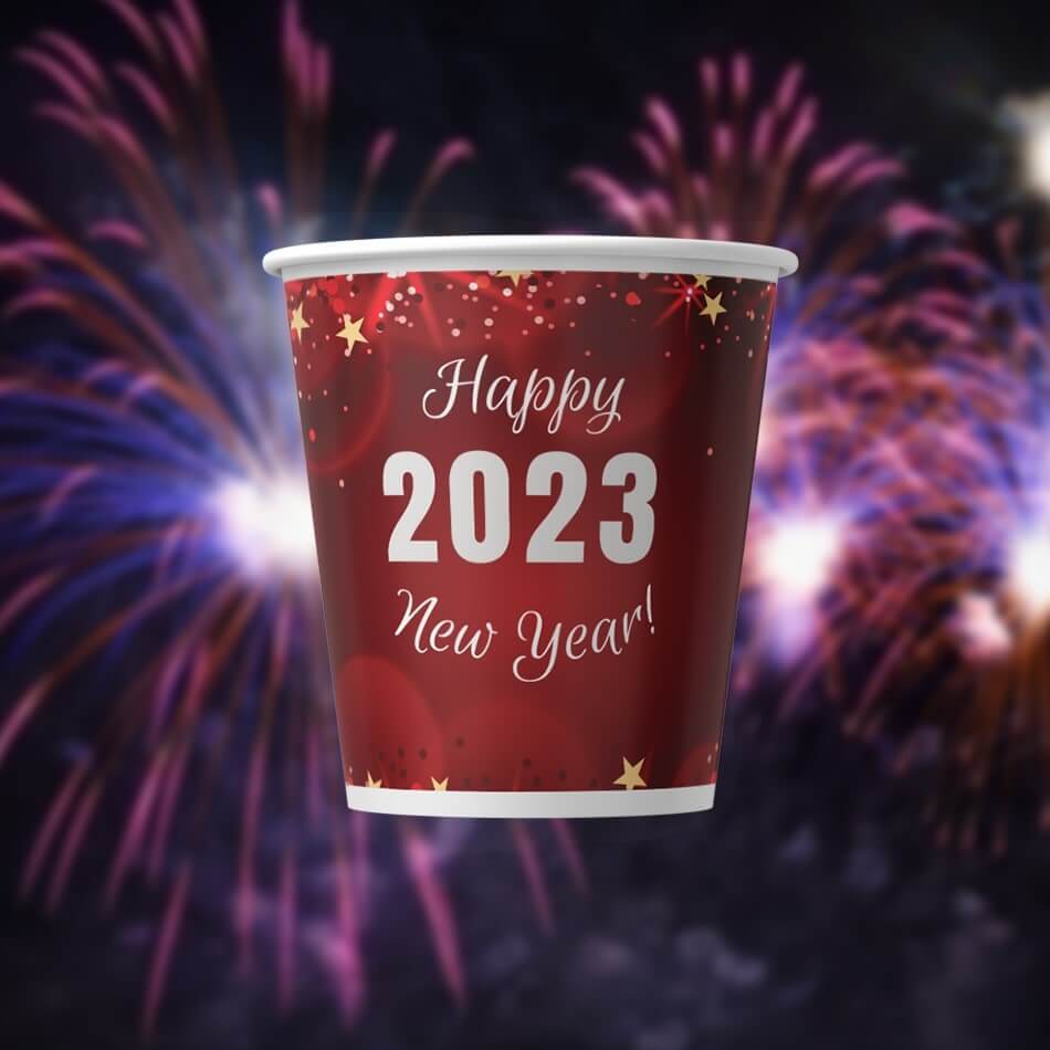 Custom printed paper cups with New Year design ideas